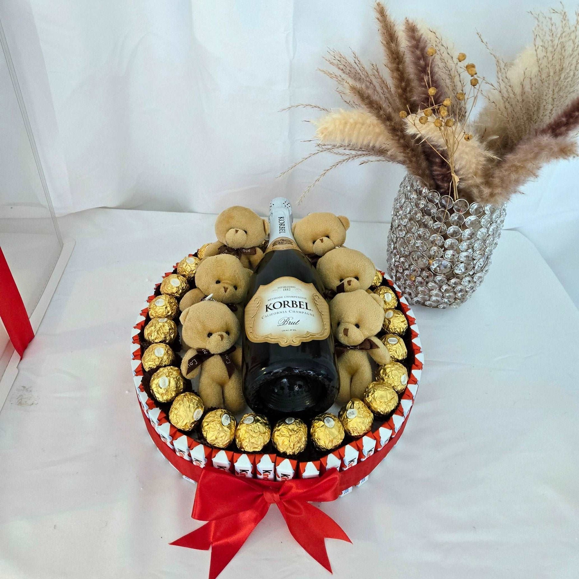 Gold champagne and chocolate box