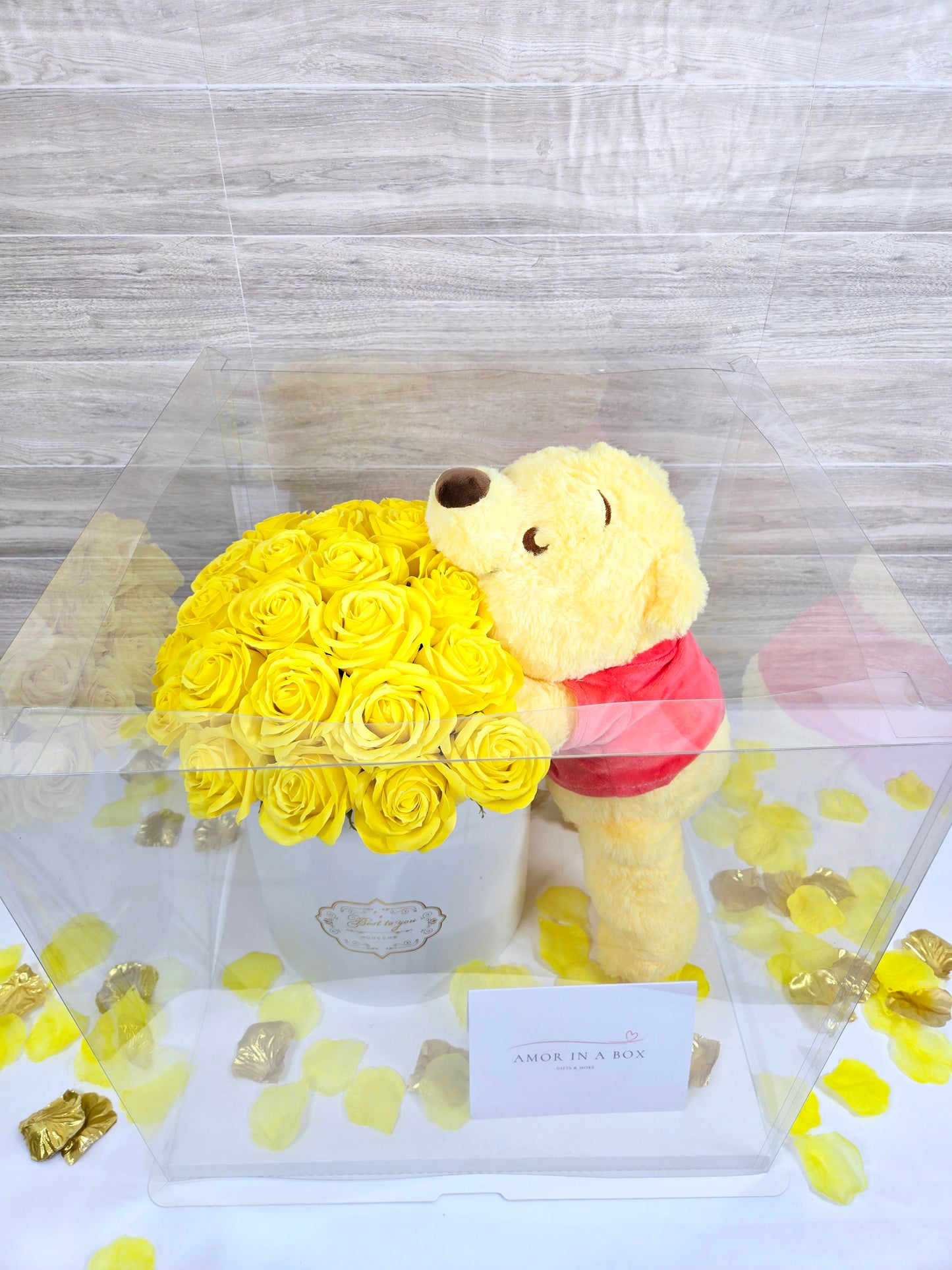 Cute Pooh Bear Yellow Bouquet - Amor in a Box