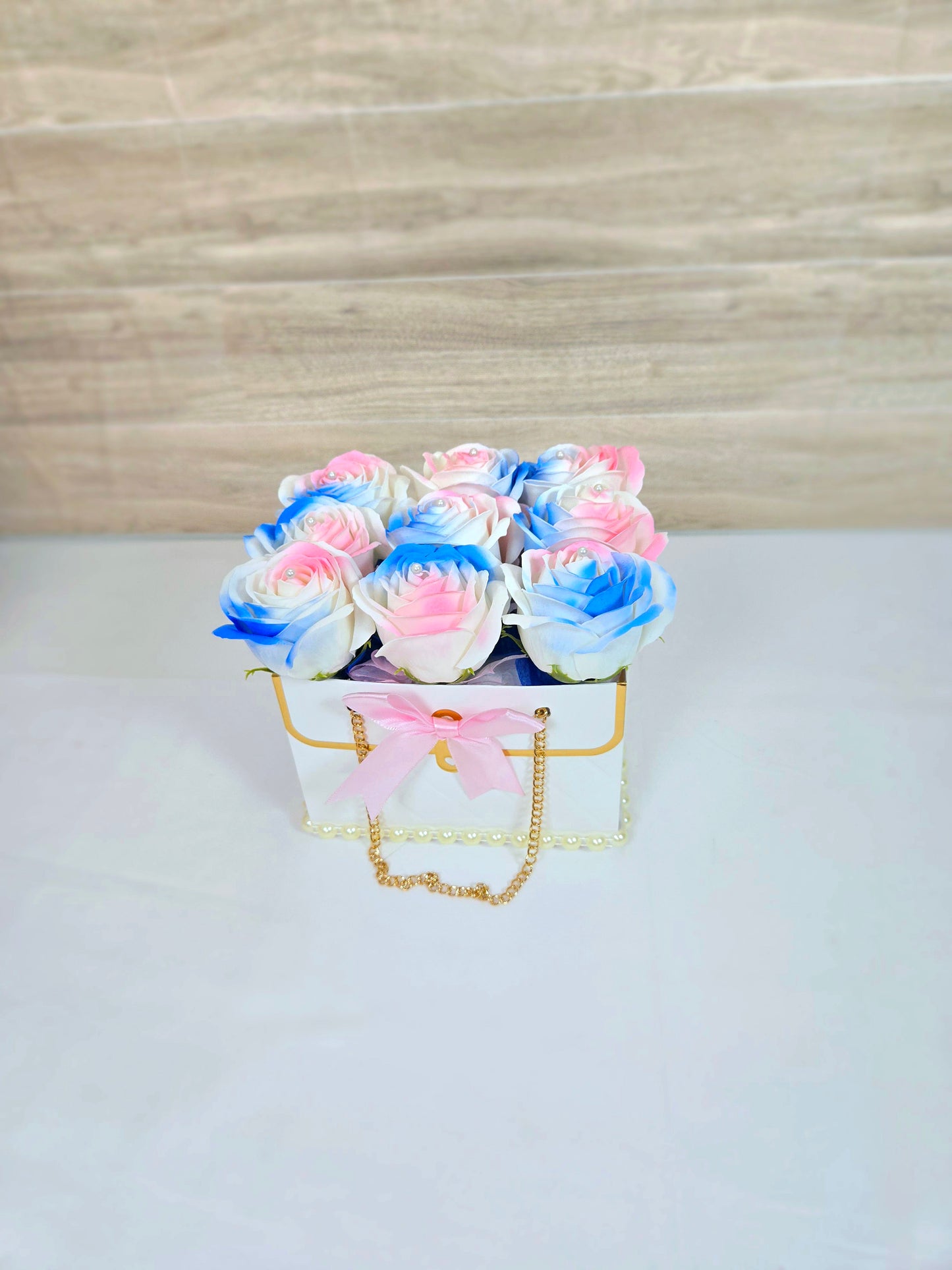 Pink & Blue Rose Bag - Amor in a Box